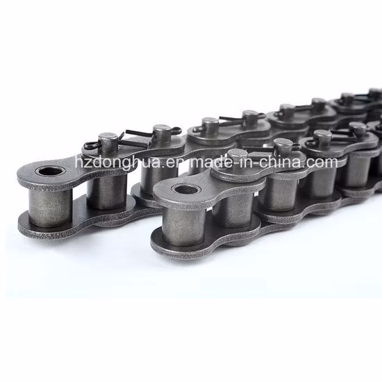 Cadena de rodillos transportadores de doble paso de acero inoxidable o acero al carbono