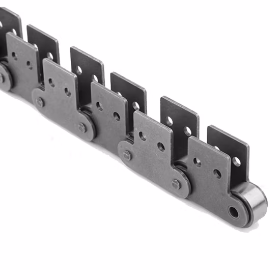 Cadena de rodillos de enlace compensado de acero forjado de metal industrial de transmisión para transportador de botellas o industria de aceite de palma con accesorios